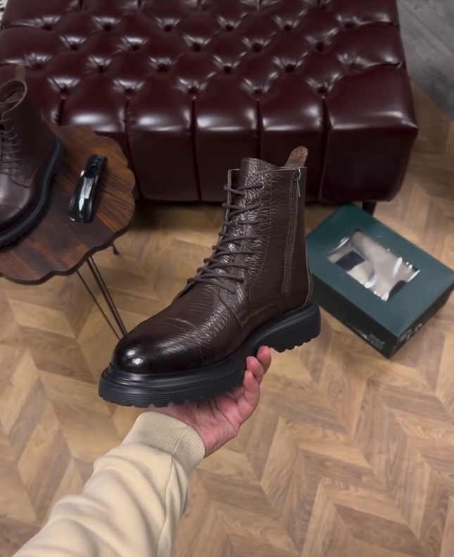 Leather Lace-Up Boots