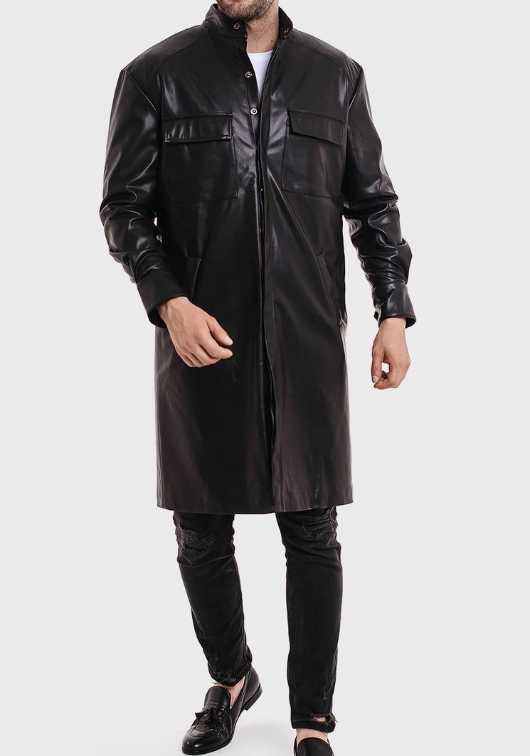 Classic leather trench coat