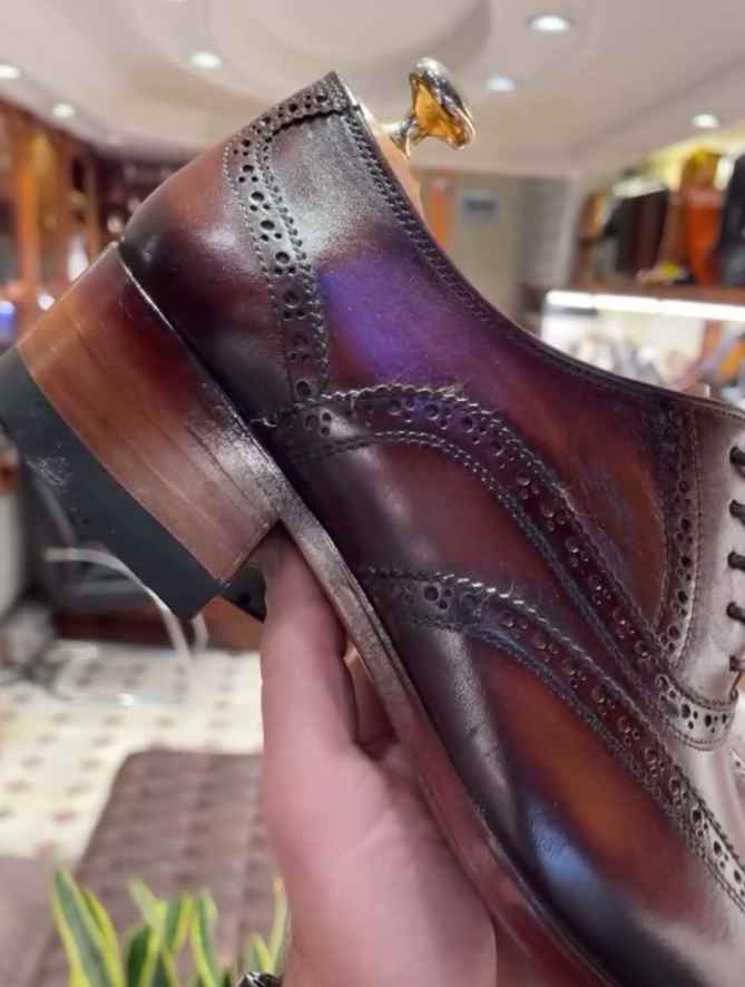 Calf-Skin Leather Wingtip Oxfords