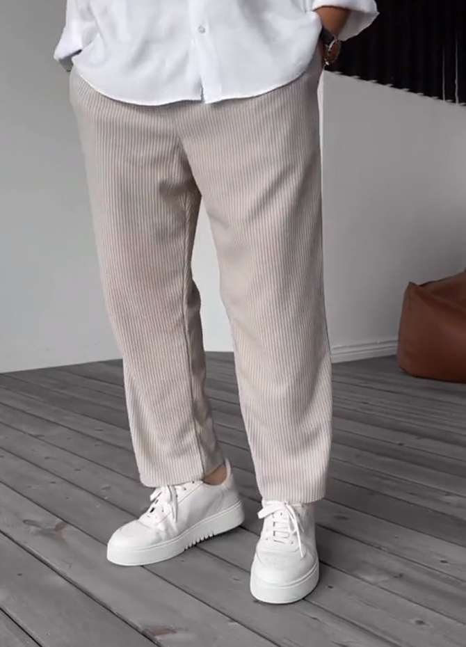 Ribbed Tube Leg Trousers