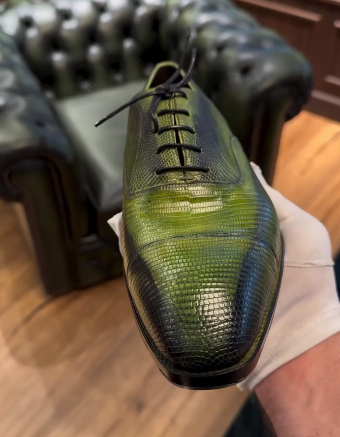 Luxurious handcrafted crocodile leather shoes