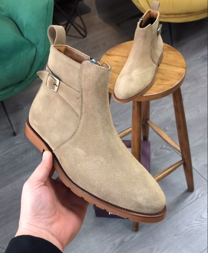 Men's Black Velvet Suede Jodhpur Boots
