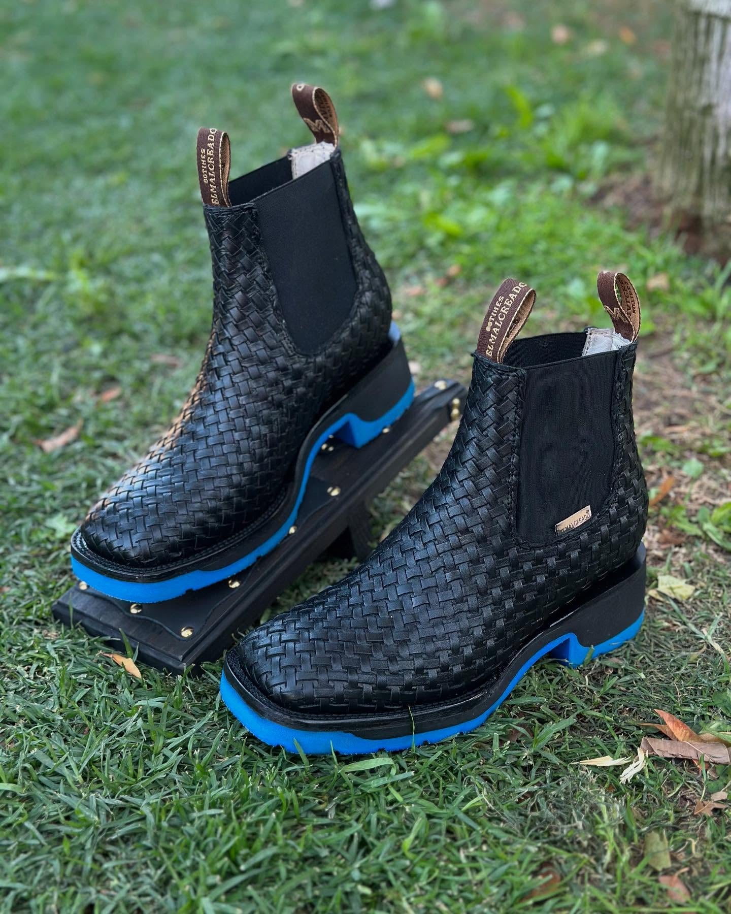 Handmade Basketweave Leather Boots