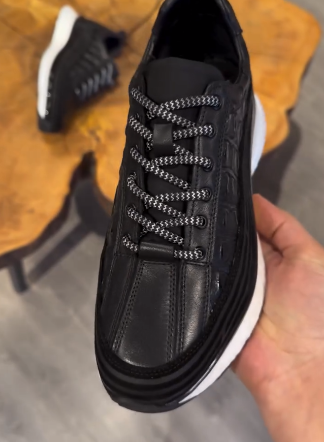 Men's Crocodile Print Leather Casual Shoes