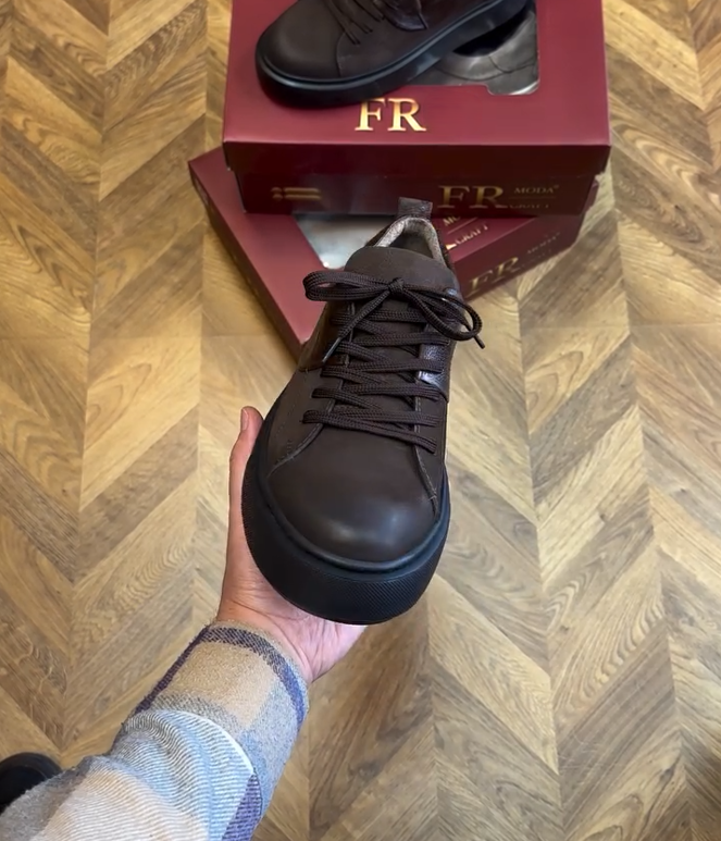 Men's fashionable and versatile leather platform shoes