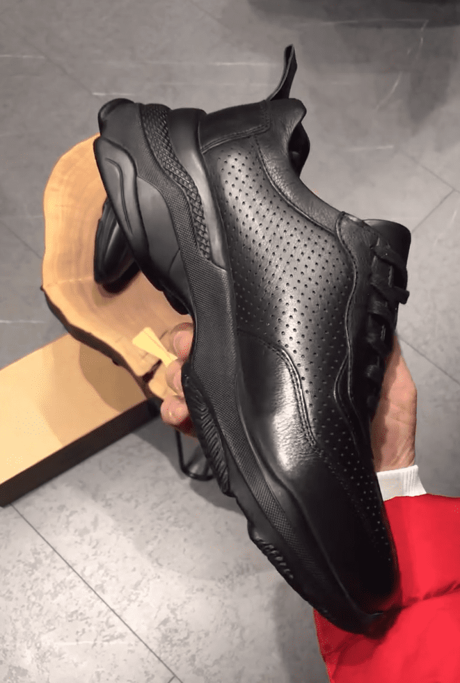 Black Genuine Leather Sneakers