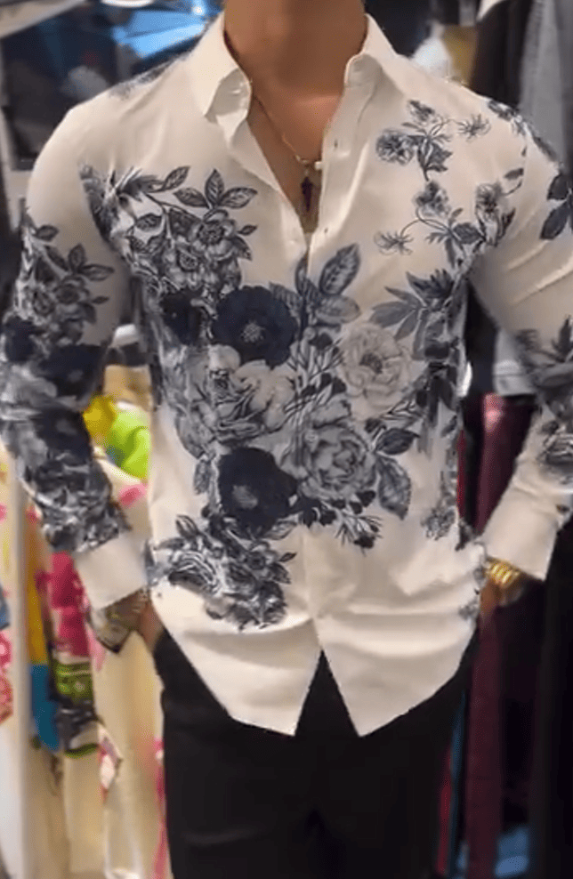 Long-Sleeved Printed Cotton Shirt