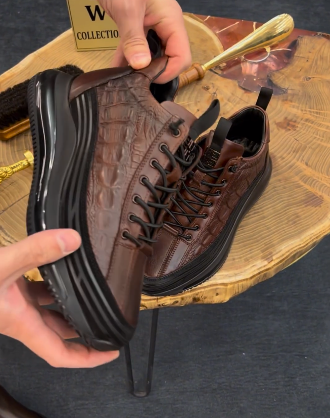 (⏰Limited Time Offer ) 2025 New handmade crocodile leather sneakers