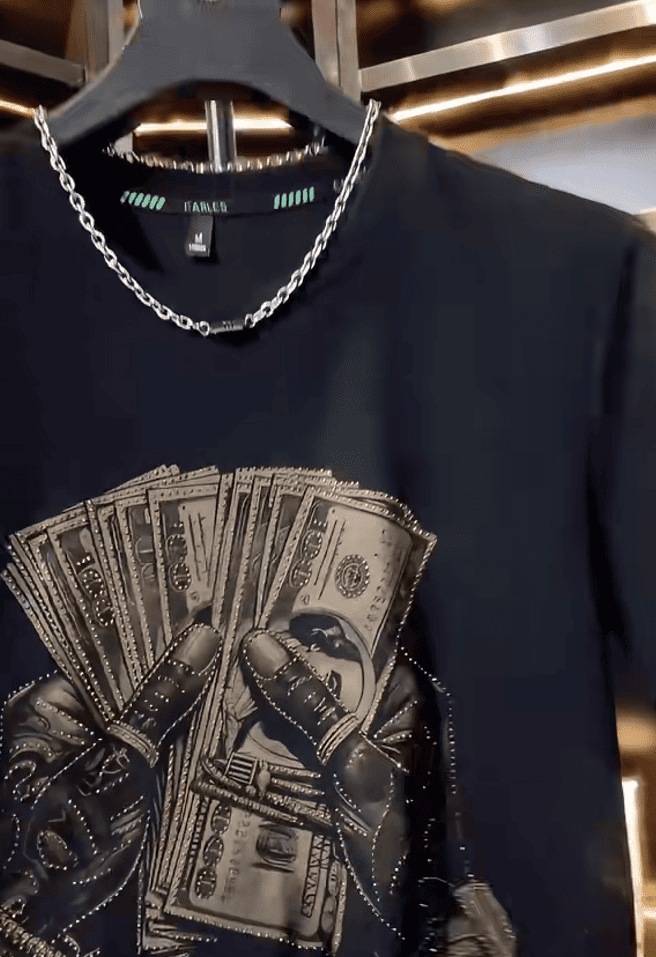 Men's trendy rhinestone short sleeves