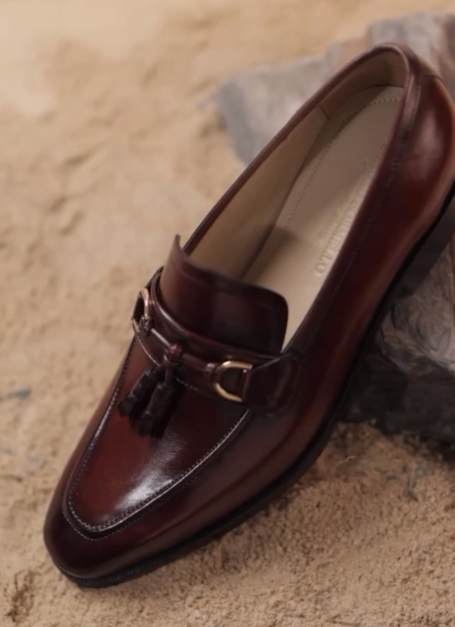 Men's Brown Leather Buckle Loafers