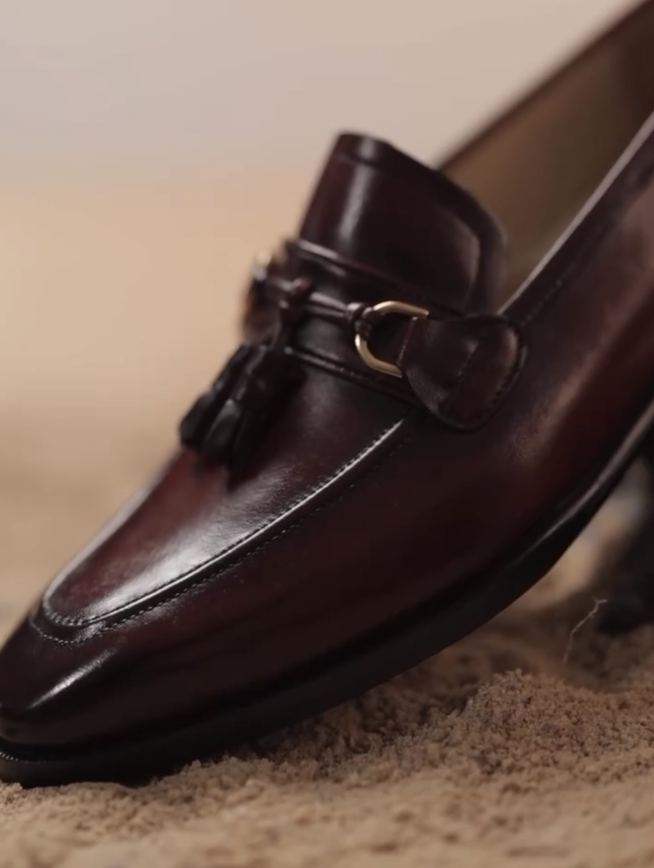 Men's Brown Leather Buckle Loafers