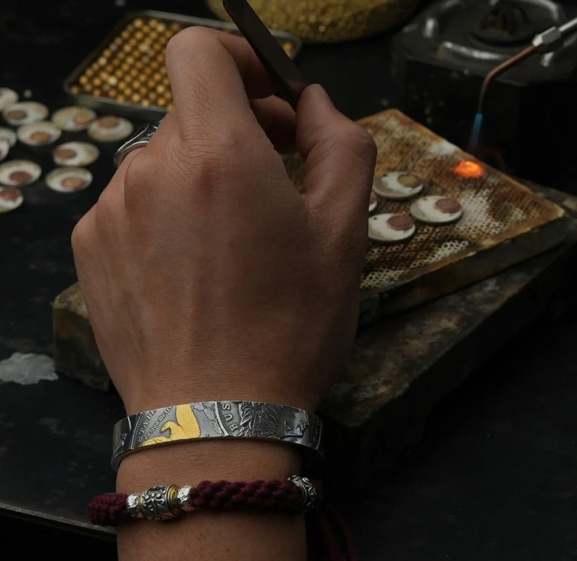 Craft Handmade Morgan Silver Coin Bangle/Ring