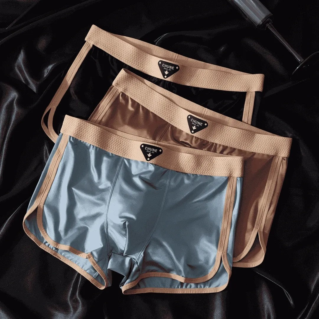 Braided belt Silky satin sports boxers