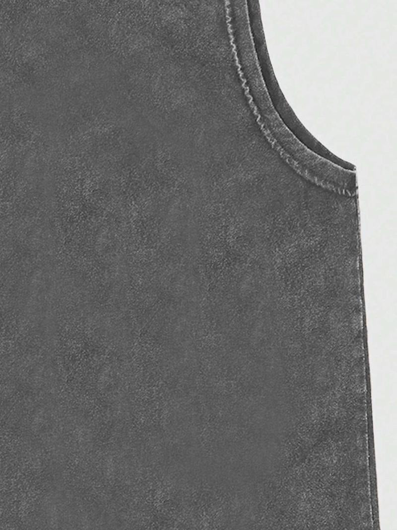 Men's Letter & Graphic Print Round Neck Tank Top