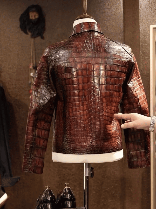 Men's top-quality crocodile leather jacket