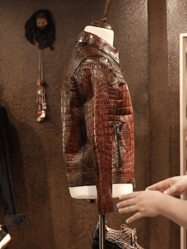 Men's top-quality crocodile leather jacket