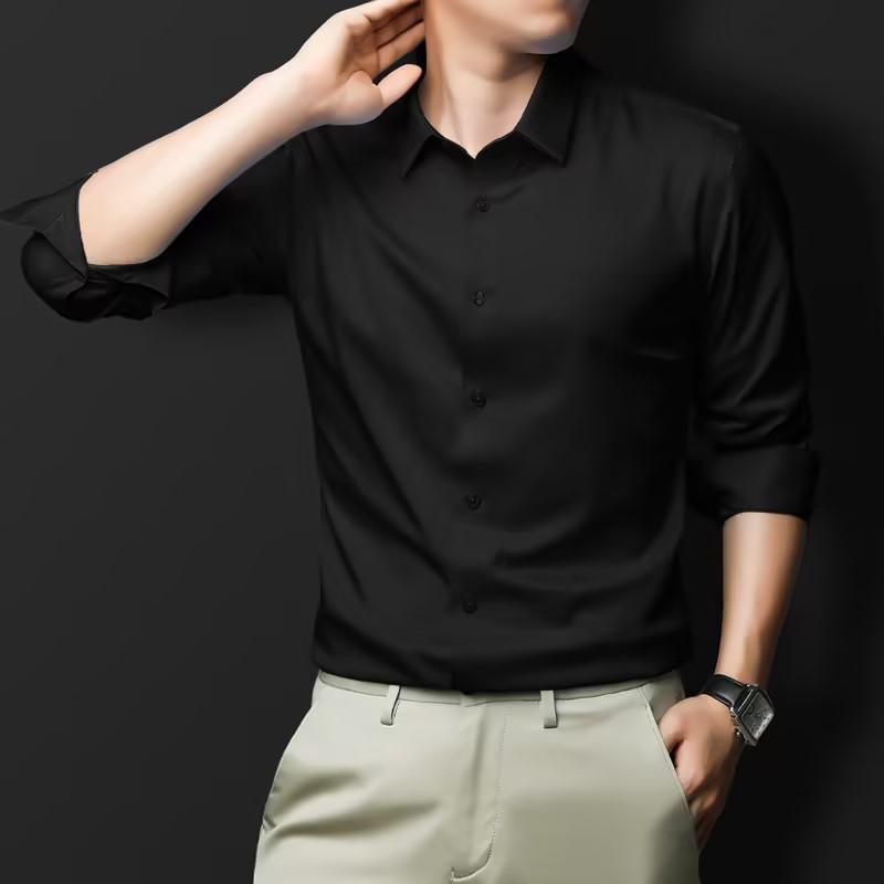 Men's stretch solid color shirt
