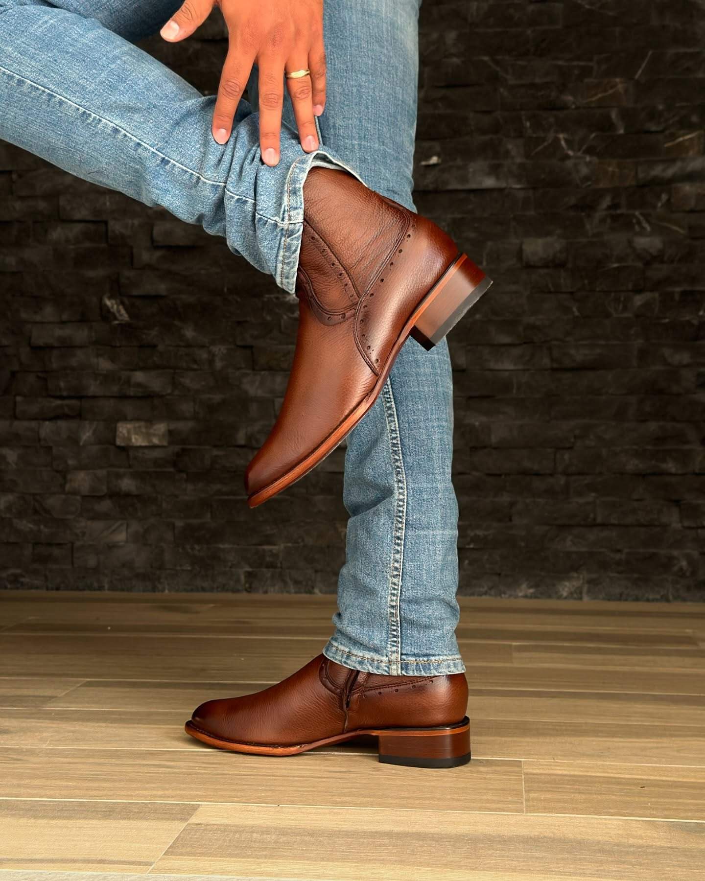 Exclusive Deerskin Oval Cowboy Boots