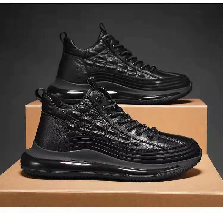 Men's Cowhide Crocodile Print Sneakers