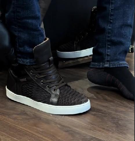 Men's Python High Top Sneakers