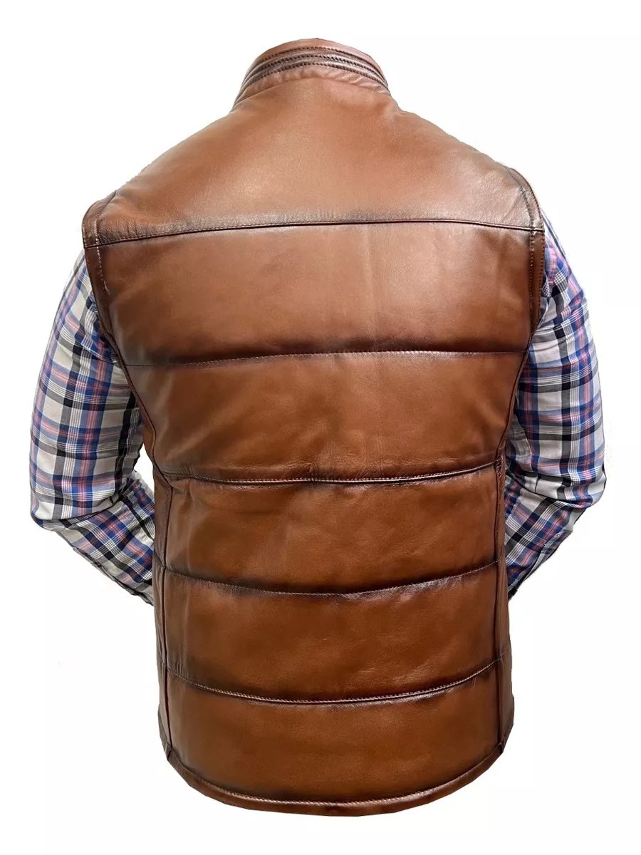 Puffy Leather Vintage Vest