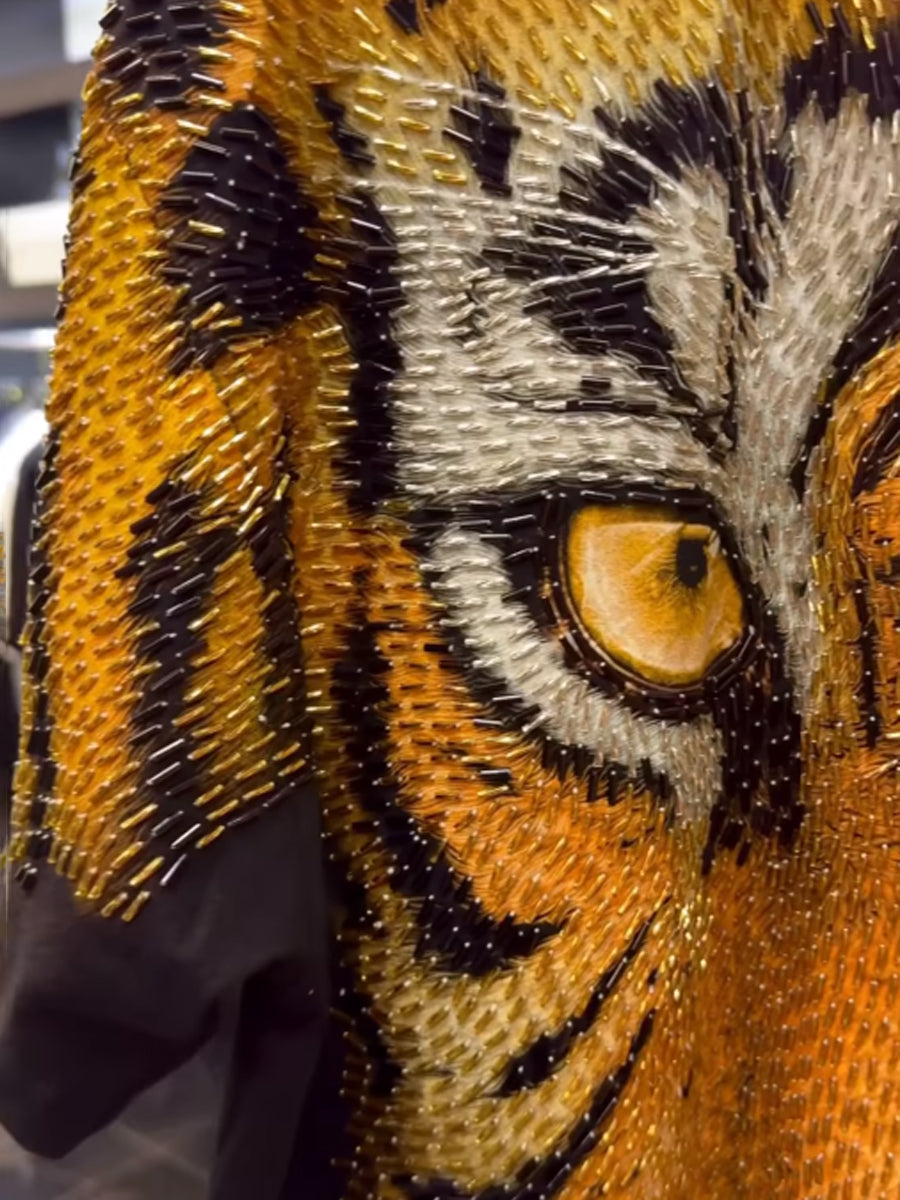 Rhinestone Sparkle Men's Tiger Print T-shirt