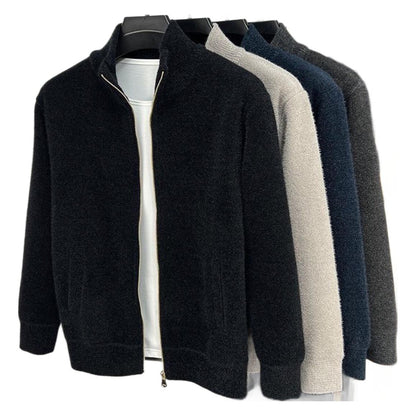 Zip-Up Cardigan in Wool-Cashmere