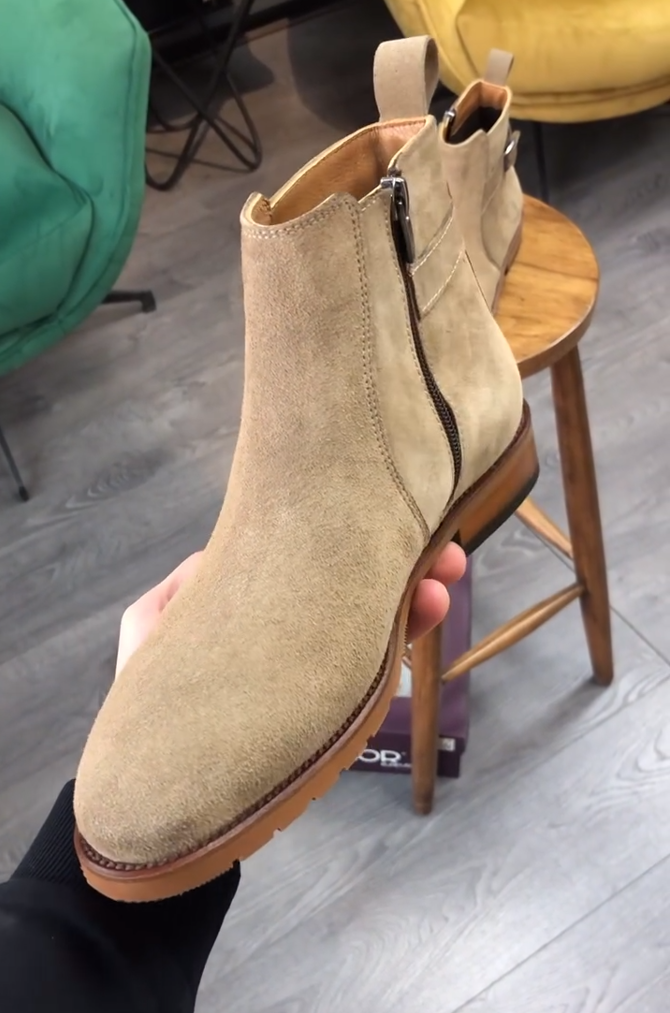 Men's Black Velvet Suede Jodhpur Boots