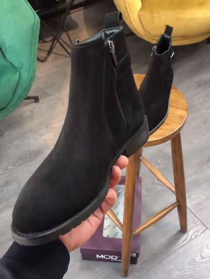 Men's Black Velvet Suede Jodhpur Boots
