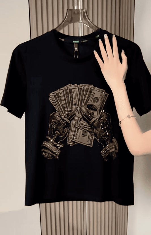 Men's trendy rhinestone short sleeves