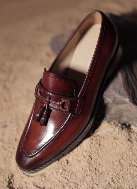 Men's Brown Leather Buckle Loafers
