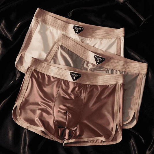 Braided belt Silky satin sports boxers