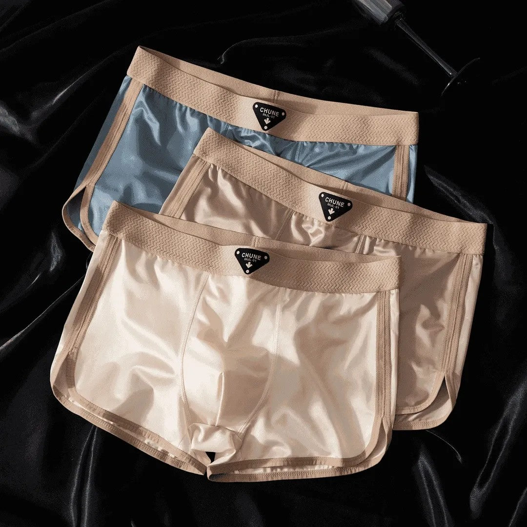 Braided belt Silky satin sports boxers