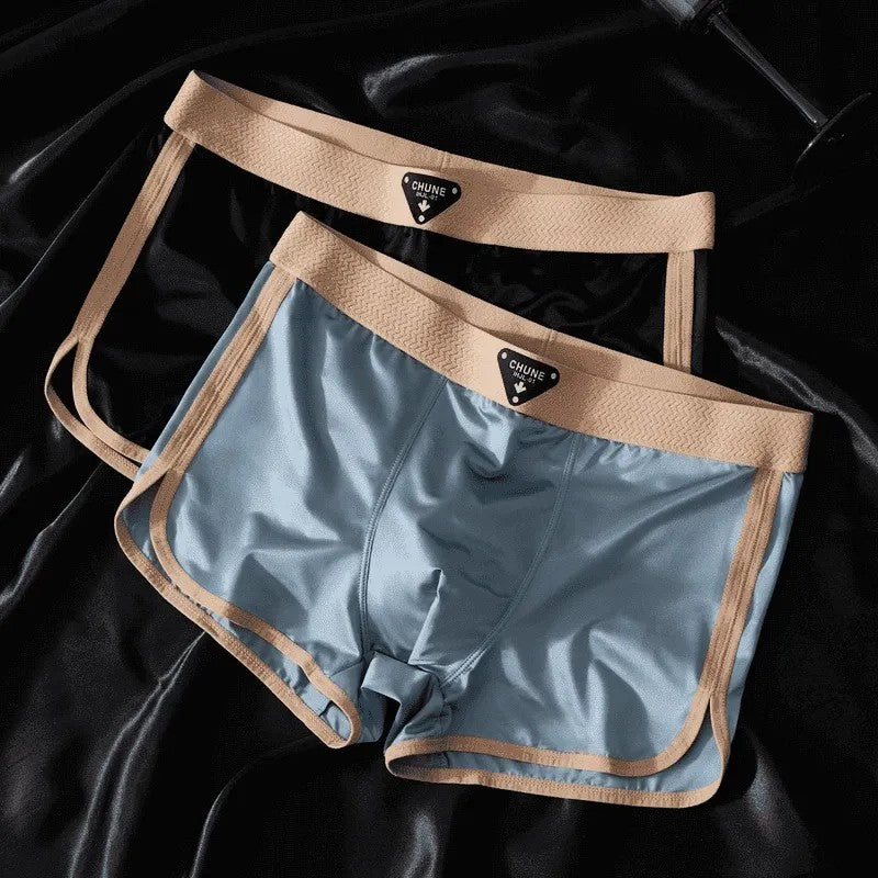 Braided belt Silky satin sports boxers