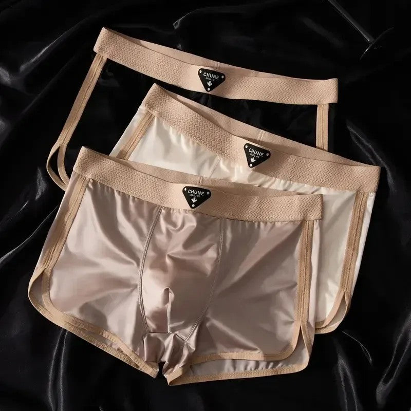 Braided belt Silky satin sports boxers