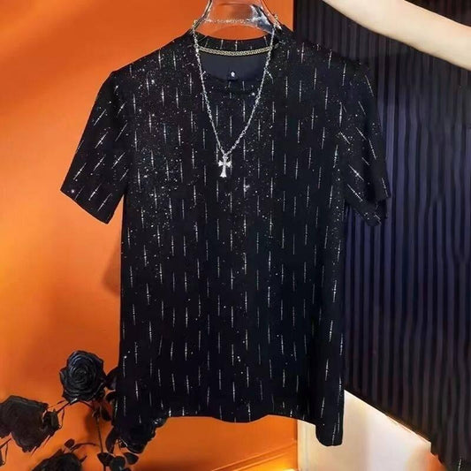 Shiny diamond men's summer short-sleeved T-shirt