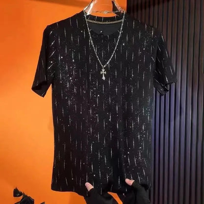 Shiny diamond men's summer short-sleeved T-shirt