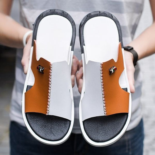 Men's Casual Two-tone Beach Walking Open-toe Slippers