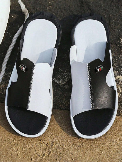 Men's Casual Two-tone Beach Walking Open-toe Slippers