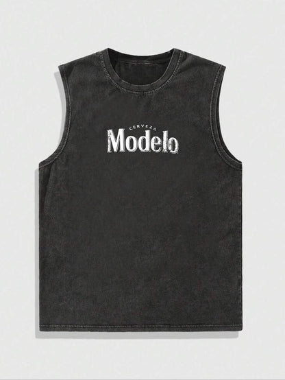 Men's Letter & Graphic Print Round Neck Tank Top