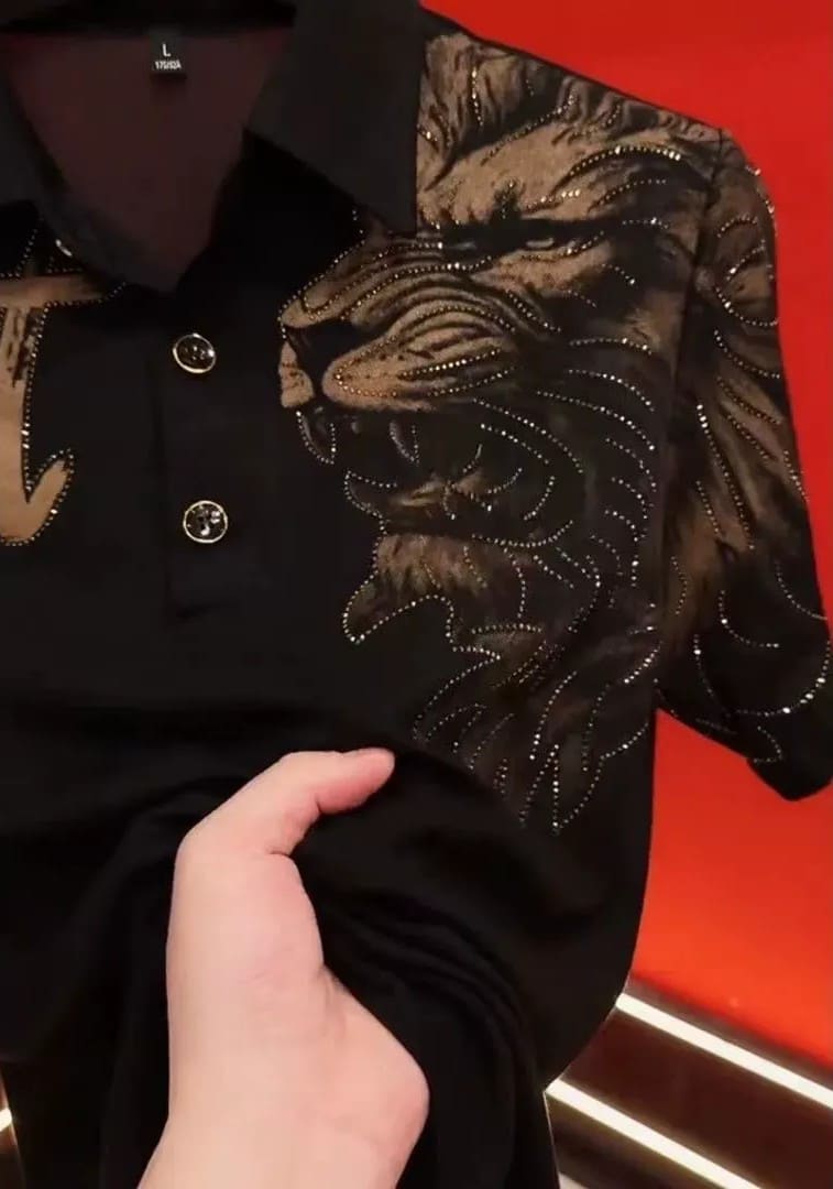 Men's personalized rhinestone short-sleeved shirt