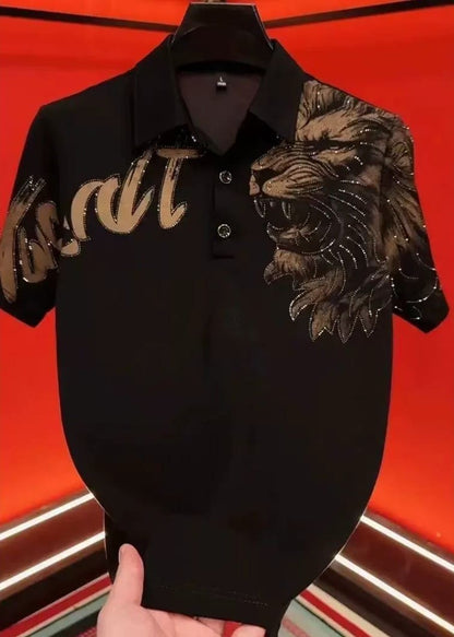 Men's personalized rhinestone short-sleeved shirt