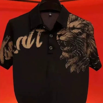 Men's personalized rhinestone short-sleeved shirt