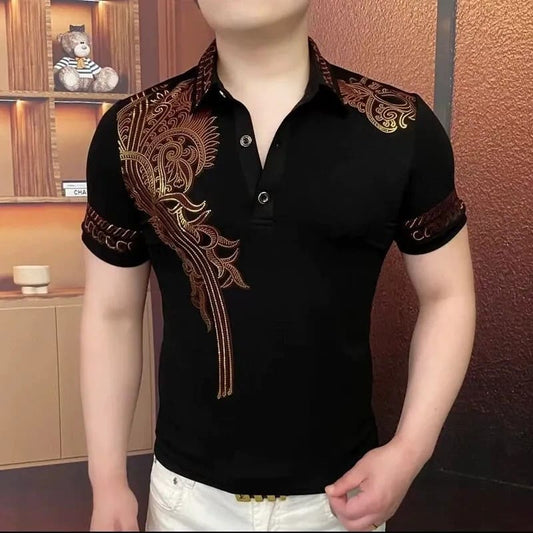 Men's new style black business polo shirt