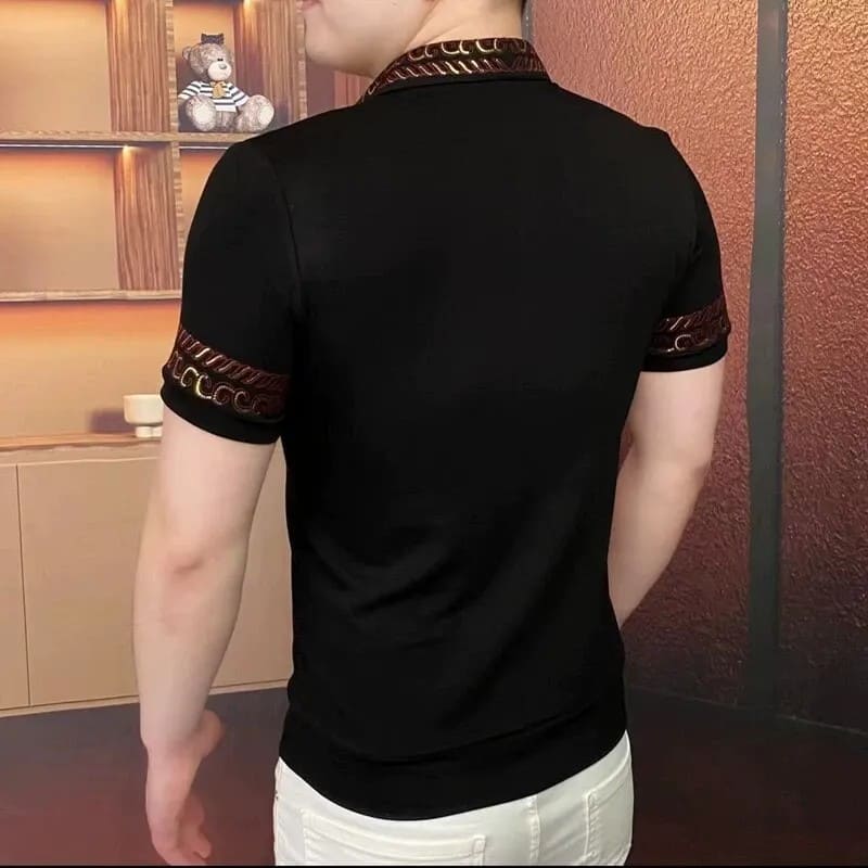 Men's new style black business polo shirt