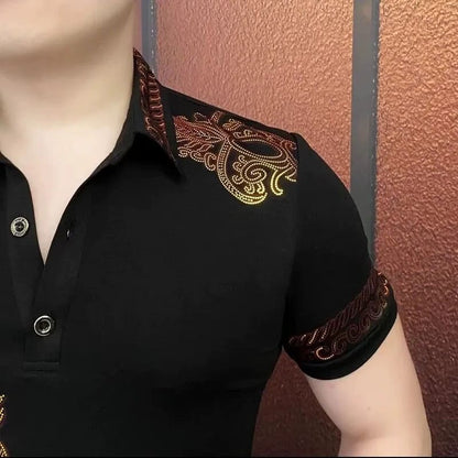 Men's new style black business polo shirt