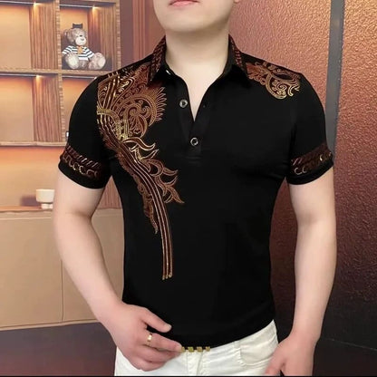 Men's new style black business polo shirt