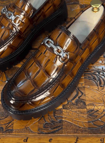 High-quality crocodile leather loafers