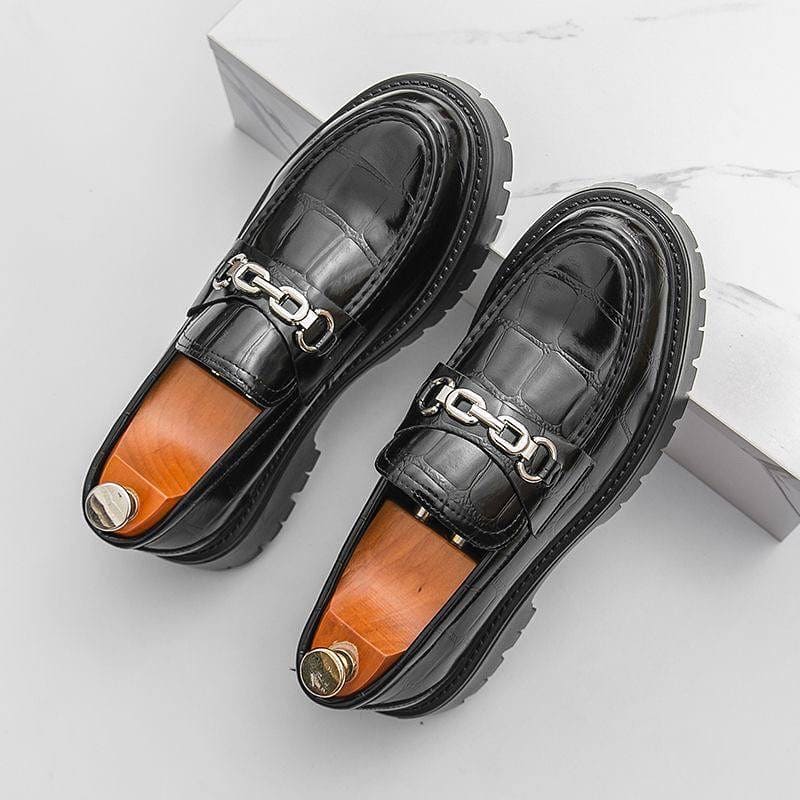 High-quality crocodile leather loafers