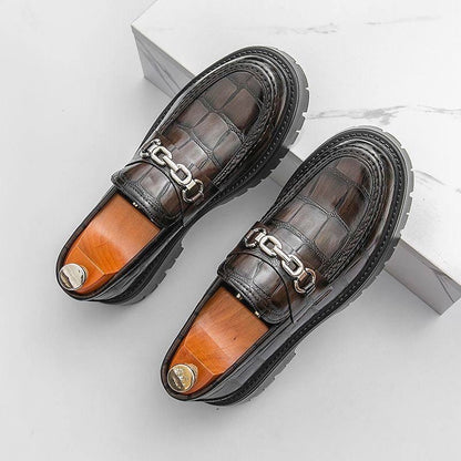 High-quality crocodile leather loafers